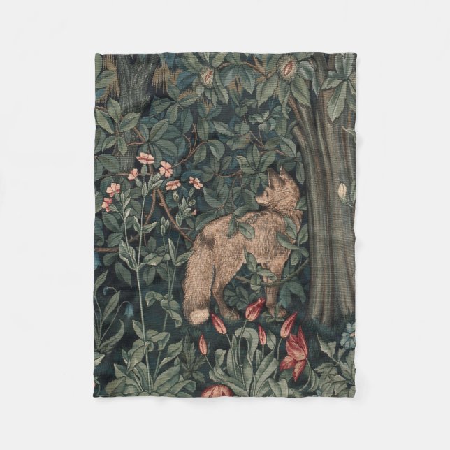 Cobertor De Velo William Morris Greenery Fox Willife (Frente)