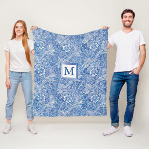 Cobertor De Velo William Morris Marigold Blue Monograma