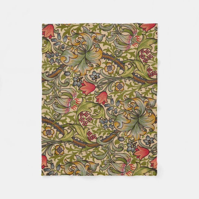Cobertor De Velo William Morris Ouro Lily Antique (Frente)