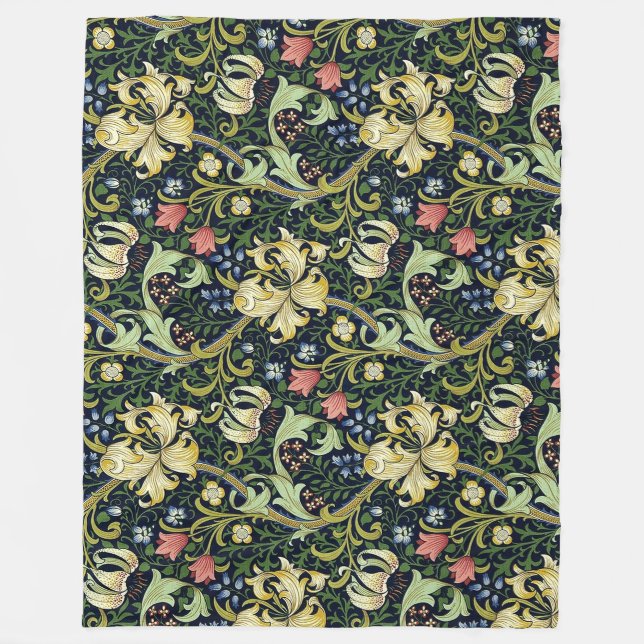 Cobertor De Velo William Morris Ouro Lily Floral Patterno (Frente)