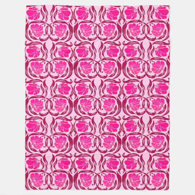 Cobertor De Velo William Morris Pimpernel, Fuchsia e Rosas claro (Frente)