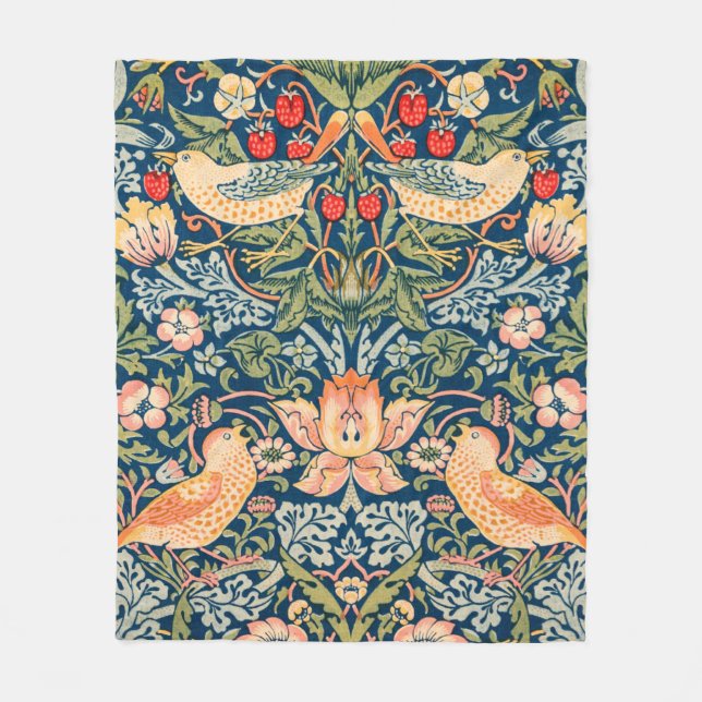 Cobertor De Velo William Morris Strawberry Thief Design (Frente)