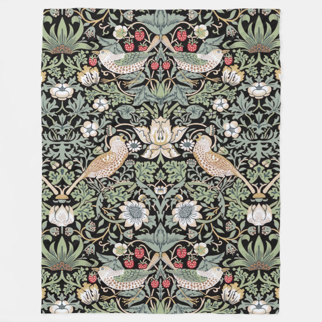 Cobertor De Velo William Morris Strawberry Thief I Black Birds (Frente)