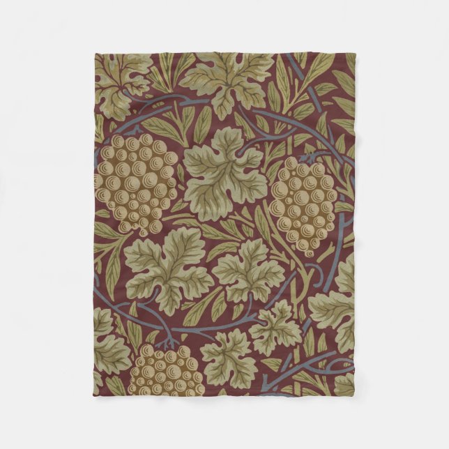 Cobertor De Velo William Morris Vine Grape Red Green Art (Frente)