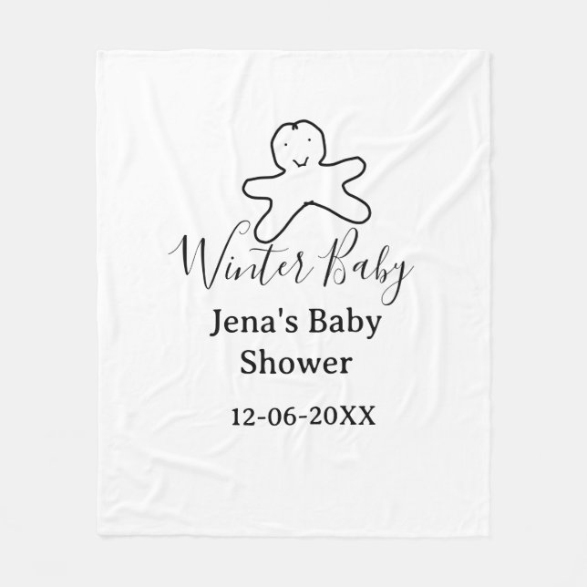 Cobertor De Velo Winter baby shower cookie black scribble hand-draw (Frente)