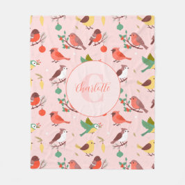 Cobertor De Velo Winter Christmas Birds Personalized
