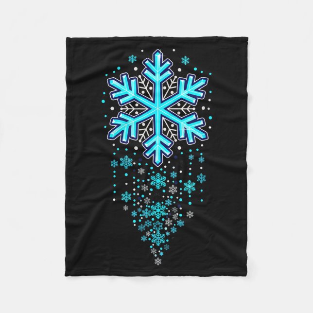 Cobertor De Velo Winter Holiday Apparel - Blue Snowflake Cascade, I (Frente)