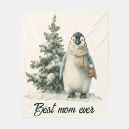 Cobertor De Velo Winter Penguin “Best Mom Ever” Design