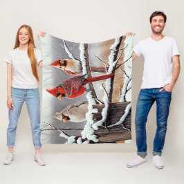 Cobertor De Velo Winter Snow Christmas belos cardinhos vermelhos