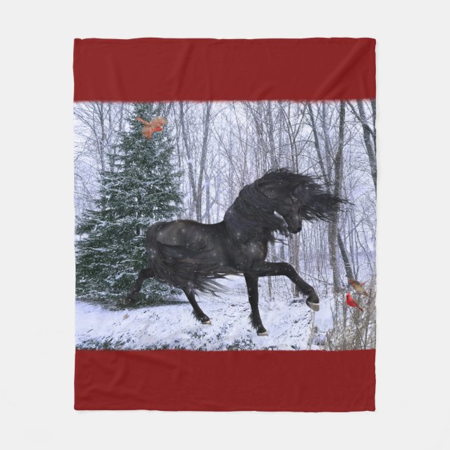 Cobertor De Velo Winter Wonderland Friesian Horse Blanket (Frente)