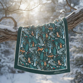 Cobertor De Velo Winter Woodland Teal/Dourado ID785