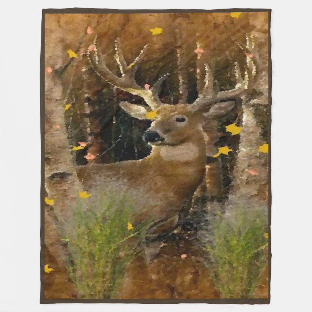 Cobertor De Velo Wisconsin Big Buck Whitetail Deer Signature (Frente)