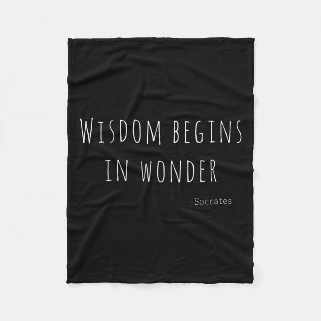 Cobertor De Velo Wisdom Begins In Wonder Socrates Quote Men Women K (Frente)
