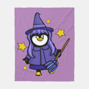 Cobertor De Velo Witchy Halloween Penguin Fleece Blanket