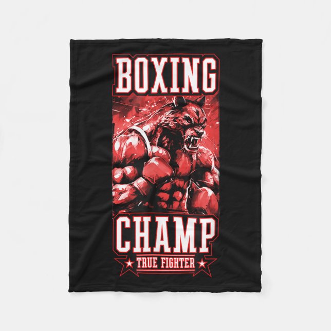 Cobertor De Velo Wolf Boxing Champ _ Boxer Fighter Motivation  (Frente)