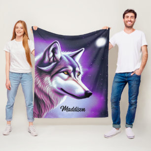 Cobertor De Velo Wolf Fleece Blanket Místico À Noite