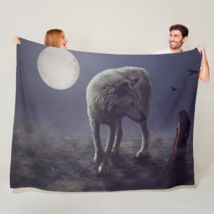 COBERTOR DE VELO WOLF MOON FANTASY