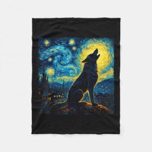 Cobertor De Velo Wolf Starry Night Howling Moon Engraçado Presente