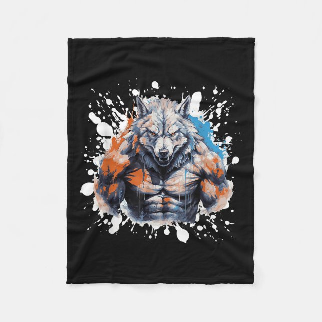 Cobertor De Velo Wolf Workout Gym Fighter Bodybuilder  (Frente)