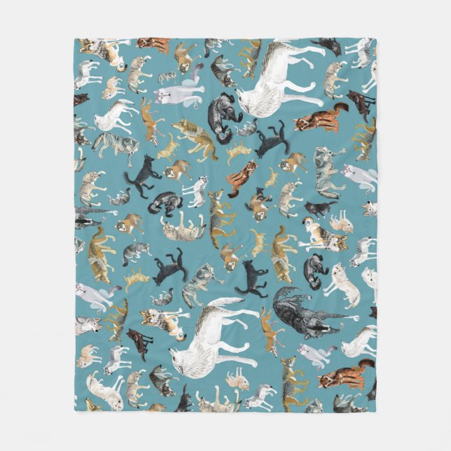 Cobertor De Velo Wolves of the World Turquoise pattern (Frente)
