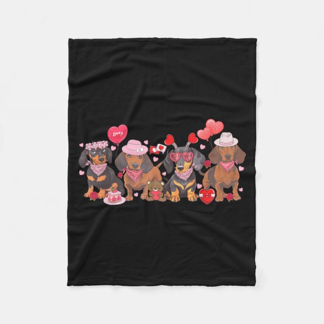 Cobertor De Velo Women Dachshund Valentine’s Day Sausage Dog Bandan (Frente)
