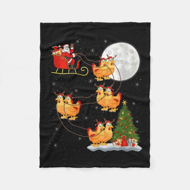 Cobertor De Velo Womens Chicken Santa Sleigh Flying Funny Magical C (Frente)