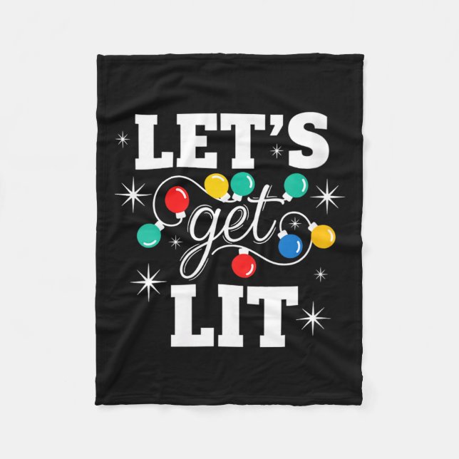 Cobertor De Velo Womens Christmas Let's Get Lit Funny Holiday Light (Frente)