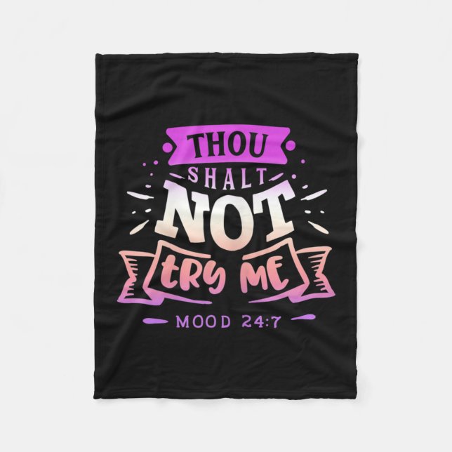Cobertor De Velo Womens Funny Quote Sy Thou Shalt Not Try Me  (Frente)
