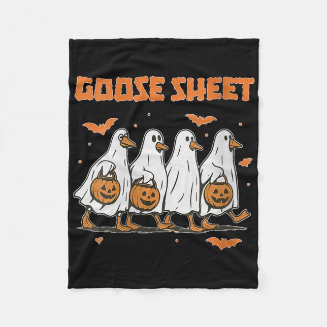 Cobertor De Velo Womens Halloween Fall Goose Sheet Ghost Floral Aut (Frente)