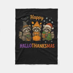 Cobertor De Velo Womens Happy Hallothanksmas Raccoon Halloween Chri