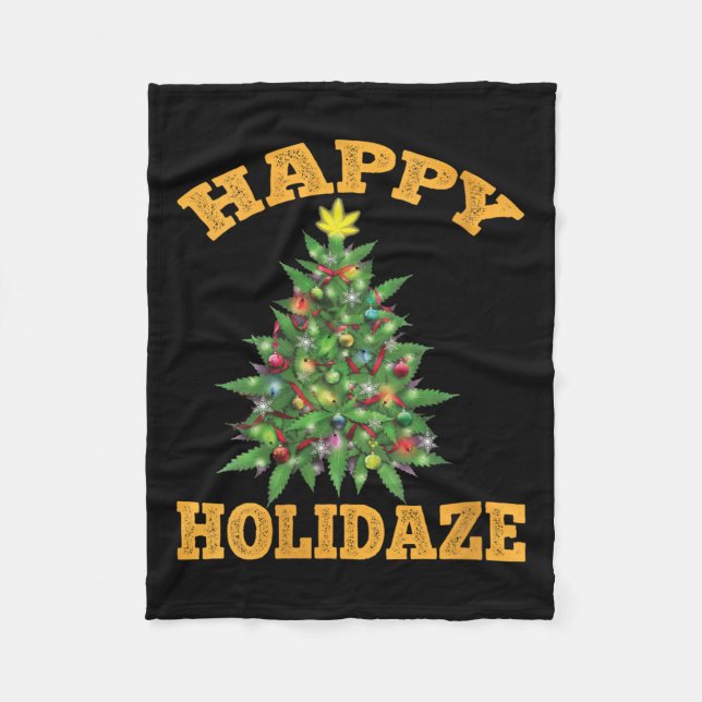 Cobertor De Velo Womens Happy Holidaze Funny Weed Christmas Stoner  (Frente)