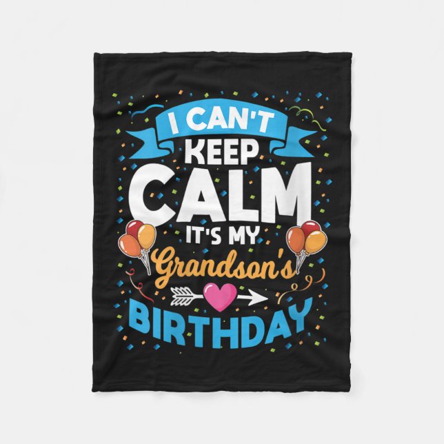 Cobertor De Velo Womens I Can't Keep Calm It's My Grandson Birthday (Frente)