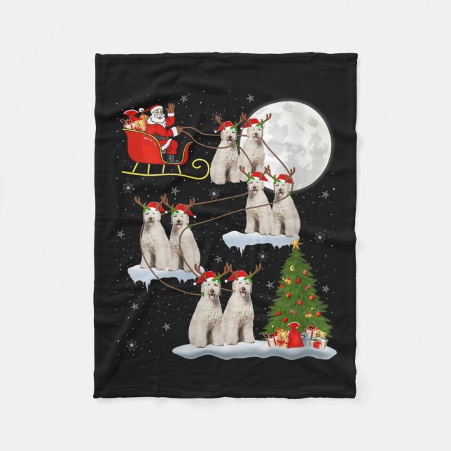 Cobertor De Velo Womens Labradoodle Dog Santa Sleigh Flying Funny M (Frente)