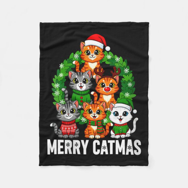 Cobertor De Velo Womens Merry Catmas Funny Christmas Cat Mom Meowy  (Frente)
