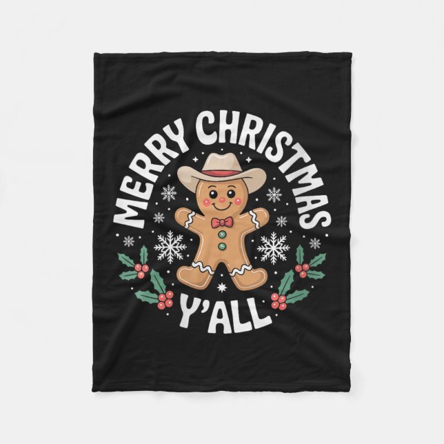Cobertor De Velo Womens Merry Christmas Yall Gingerbread Cowboy How (Frente)