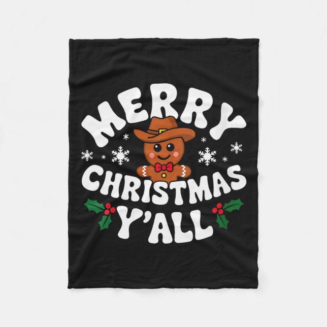 Cobertor De Velo Womens Merry Christmas Yall Gingerbread Cowboy How (Frente)