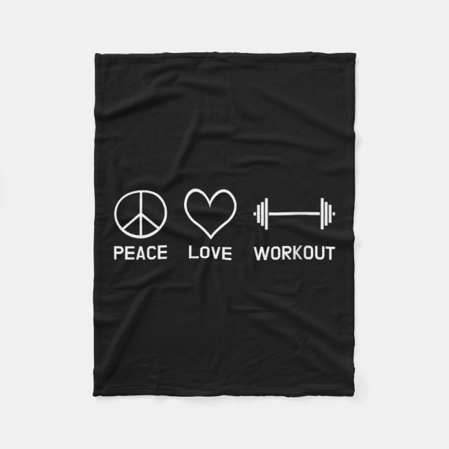 Cobertor De Velo Womens Peace Love Workout Motivational Fitness Say (Frente)