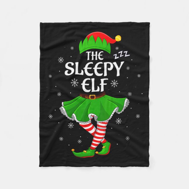 Cobertor De Velo Womens Sleepy Elf Christmas Family Girls Women Elf (Frente)