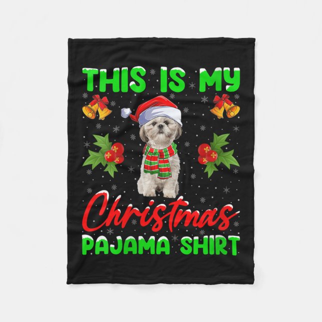 Cobertor De Velo Womens This Is My Christmas Pajamas Funny Shih Tzu (Frente)