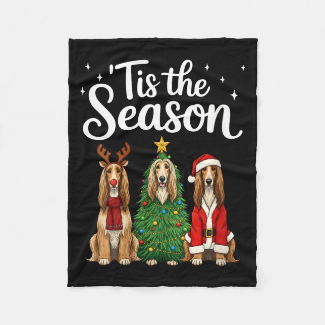 Cobertor De Velo Womens Tis The Season Afghan Hound Christmas Santa (Frente)