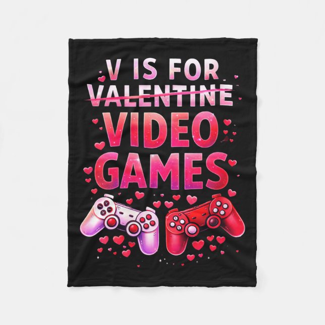 Cobertor De Velo Women's V Is For Video Games Funny Valentines Game (Frente)