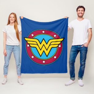Cobertor De Velo Wonder Woman Circle & Stars Vintage Logo
