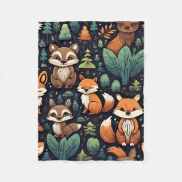 Cobertor De Velo Woodland Animal Pattern Blanket