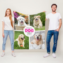 Cobertor De Velo World’s Best Dog Mom Custom 4 Photo Pink on White