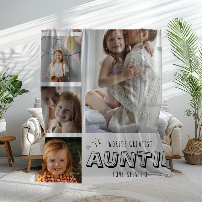 Cobertor De Velo Worlds Greatest Auntie Trendy Photo Strip (Criador carregado)