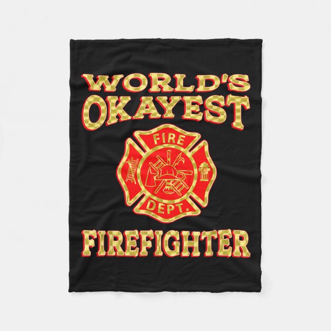 Cobertor De Velo Worlds Okayest Firefighter Fireman Funny Firefight (Frente)