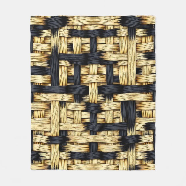 Cobertor De Velo Woven Rattan Basketweave Texture Black Natural  (Frente)