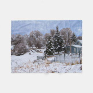 Cobertor De Velo Wreath Snowy Ranch House