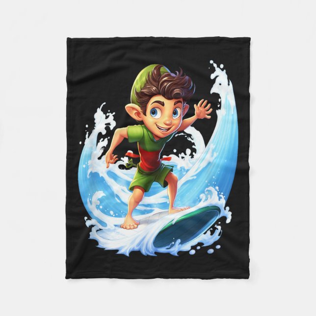 Cobertor De Velo X-mas Christmas Elf Riding Surfboard Surfboard  (Frente)