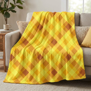 Cobertor De Velo Xadrez Amarelo de Ovo Fresco Gelado